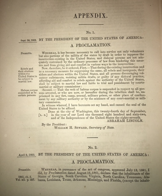 LINCOLN’S SUSPENSION OF HABEAS CORPUS Statutes and Stories
