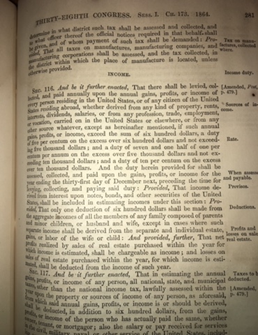 REVENUE ACTS OF 1861 & 1862 (1st Federal Tax) Statutes and Stories