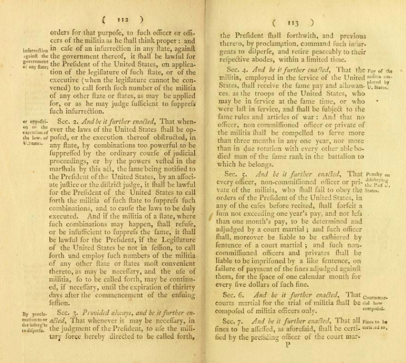 The Militia Acts of 1792 and Presidential Emergency Powers Statutes