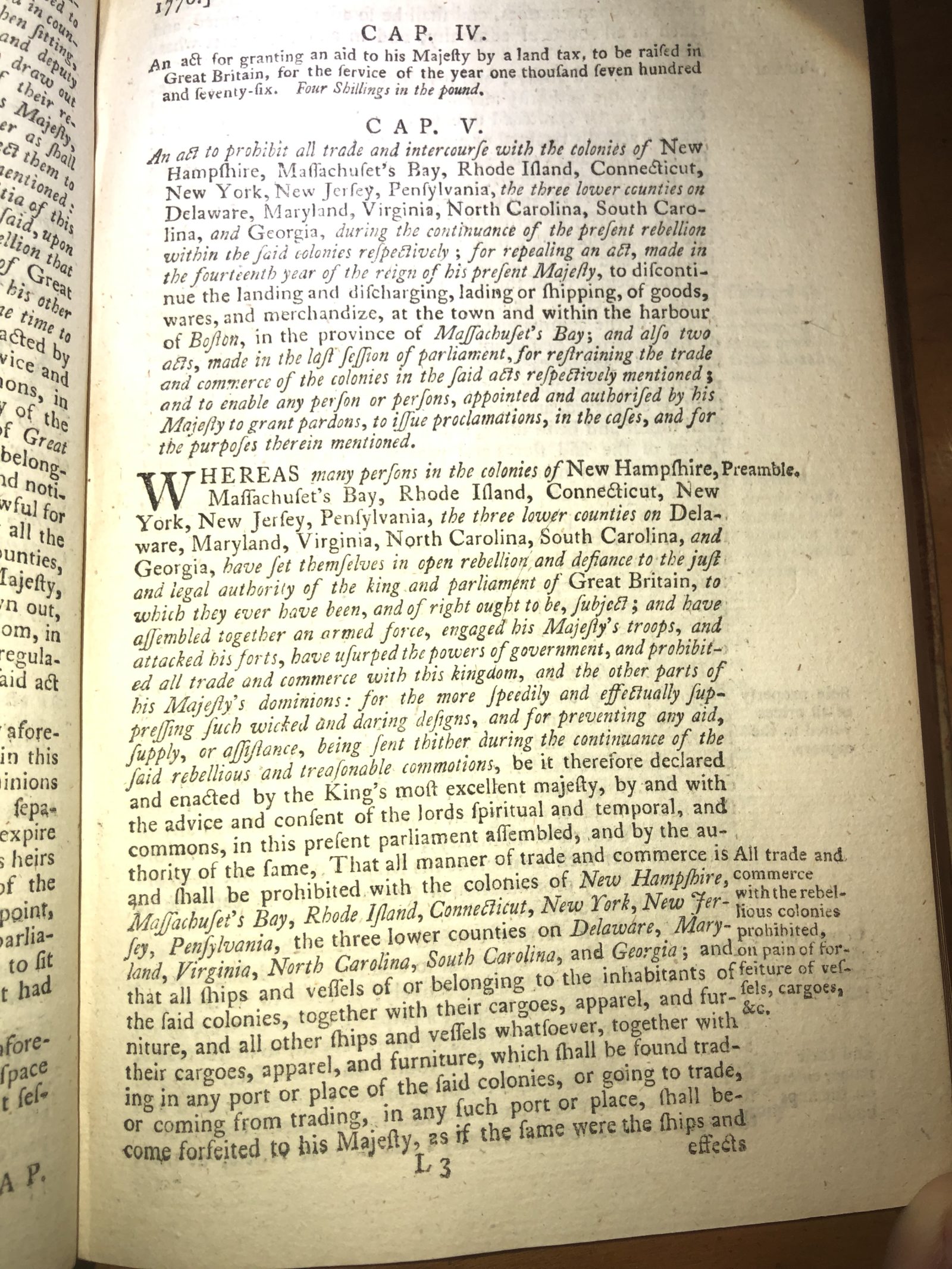 Prohibitory Act of 1775 Statutes and Stories