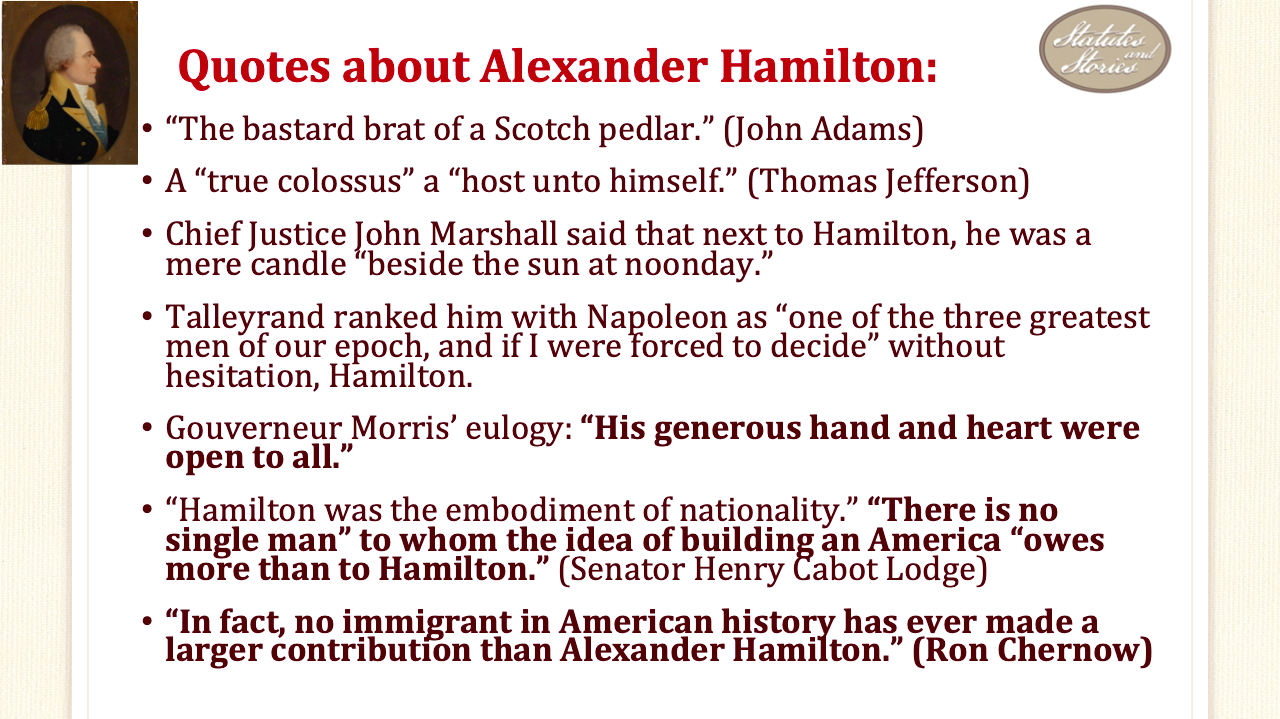 Hamilton’s Legacy in 2020 Statutes and Stories