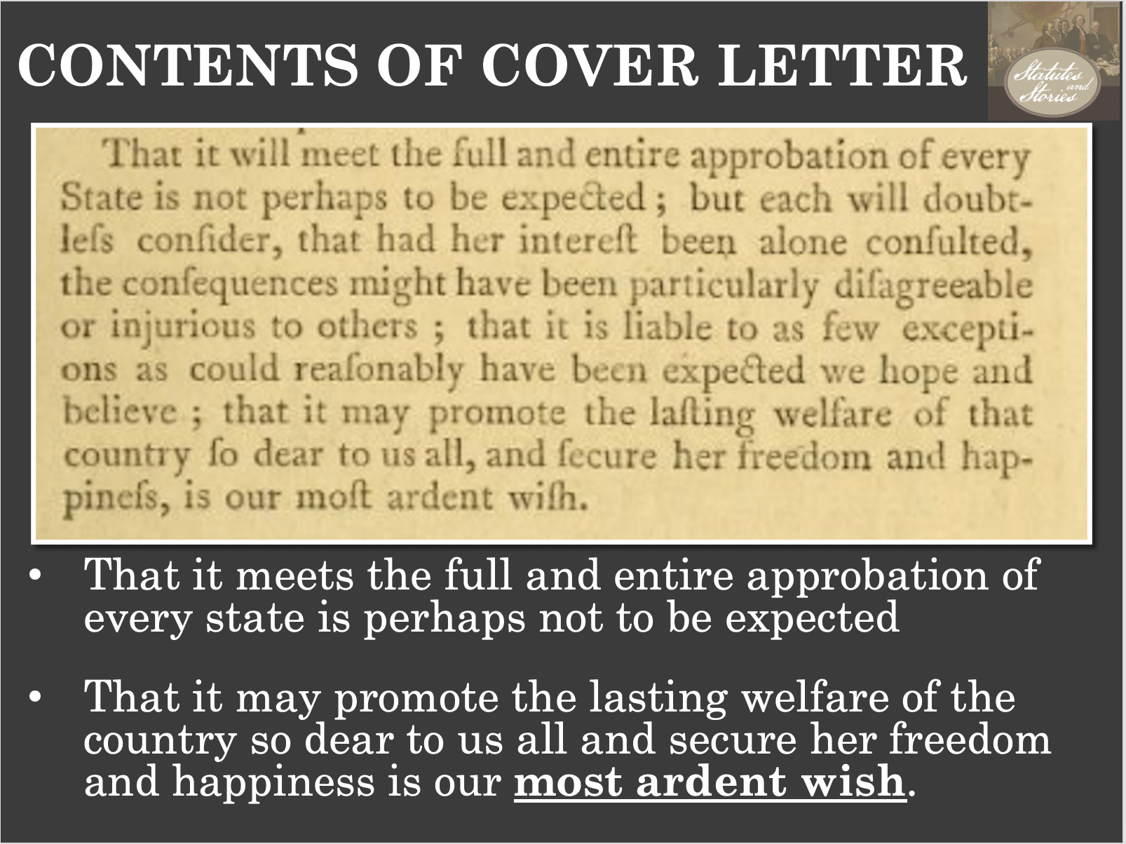 Constitution’s Cover Letter PowerPoint Statutes and Stories