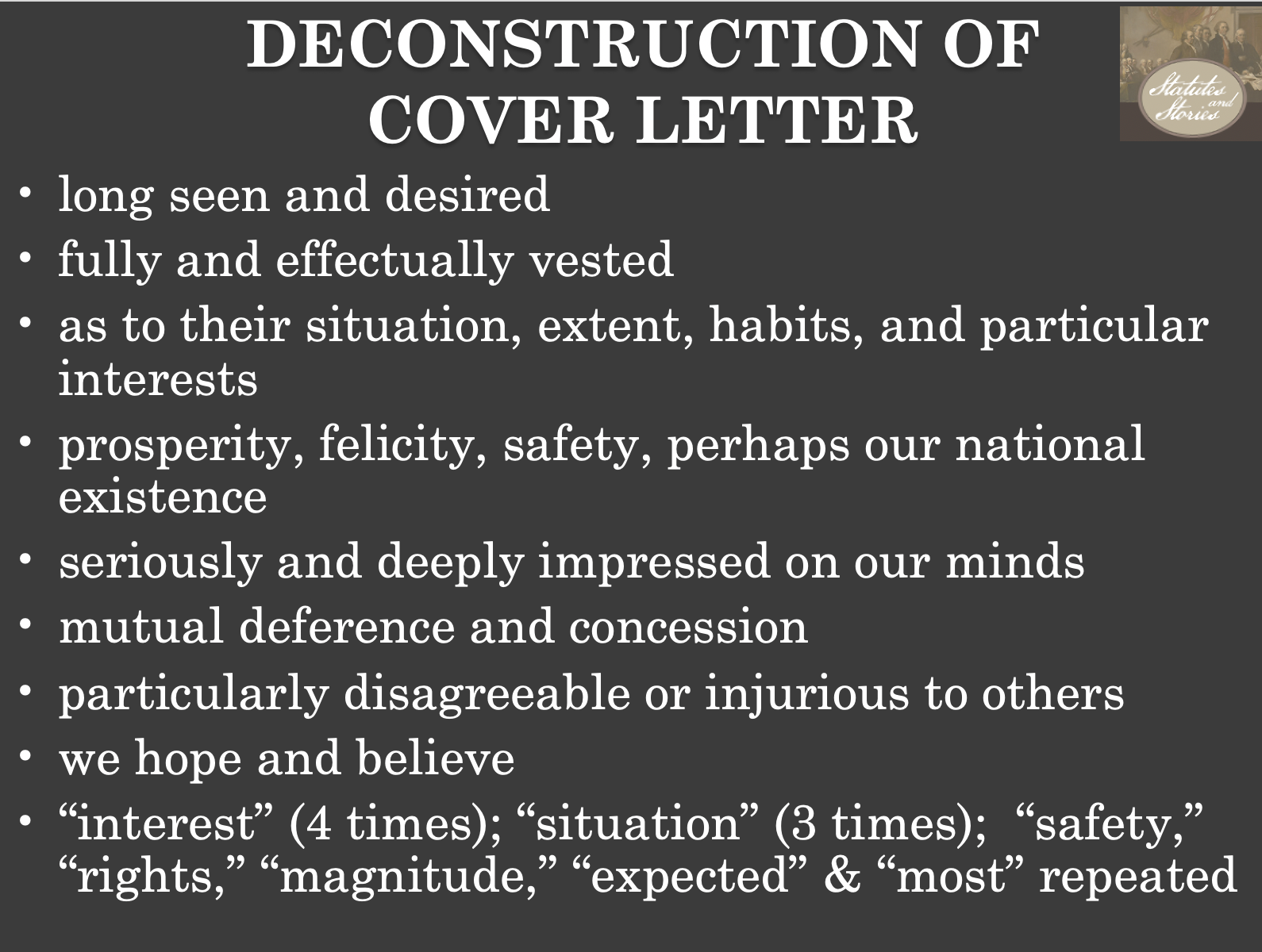 Constitution’s Cover Letter PowerPoint Statutes and Stories