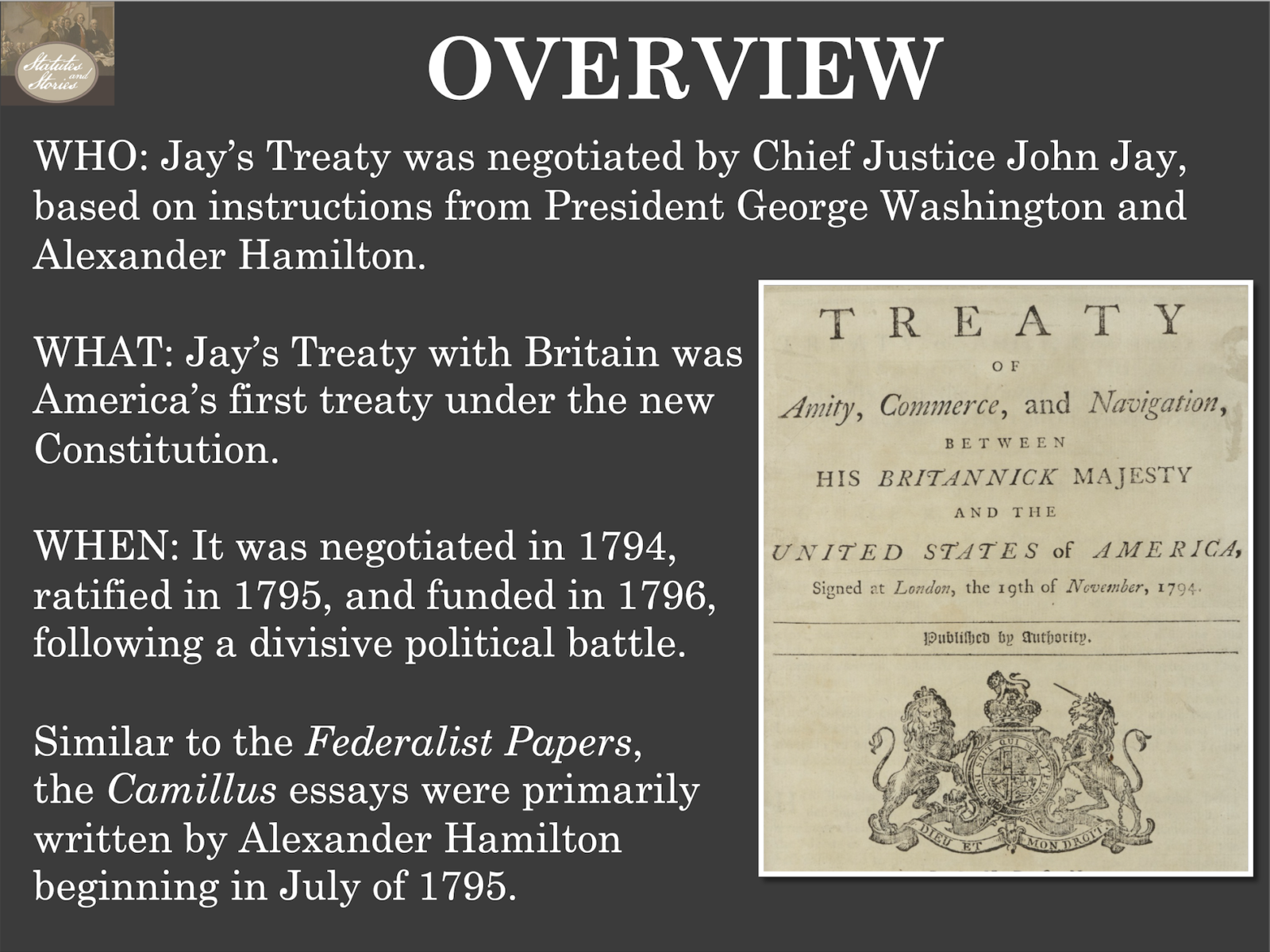 Jay’s Treaty PowerPoint Statutes and Stories